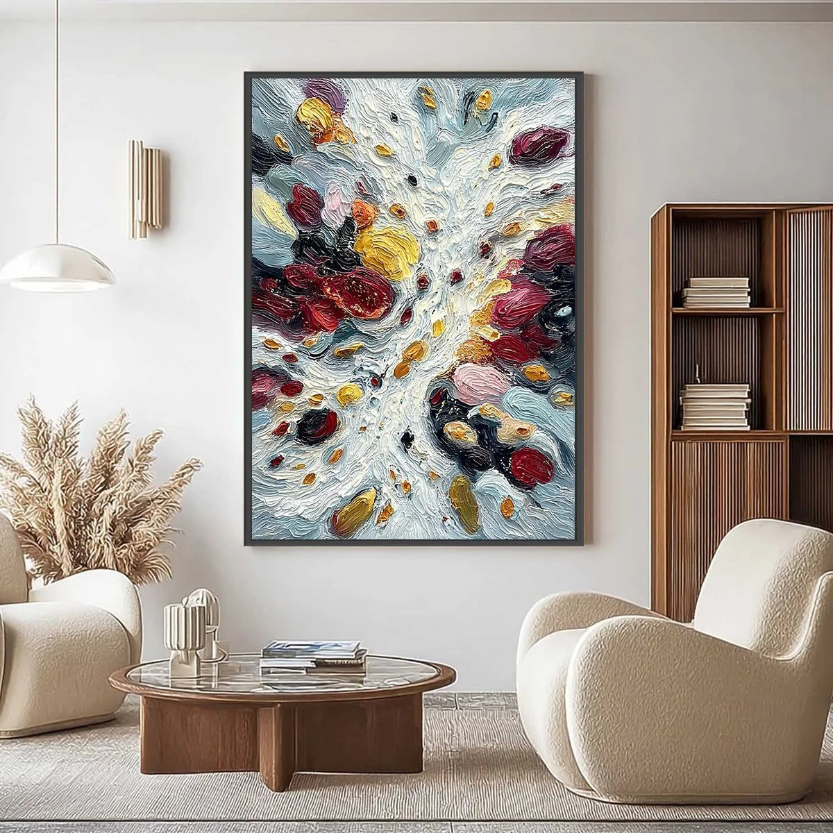 FESTA DEI COLORI: Vertical Colorful Impasto Abstract Textured Oil Painting | Abstract closeup, raised brushwork detail