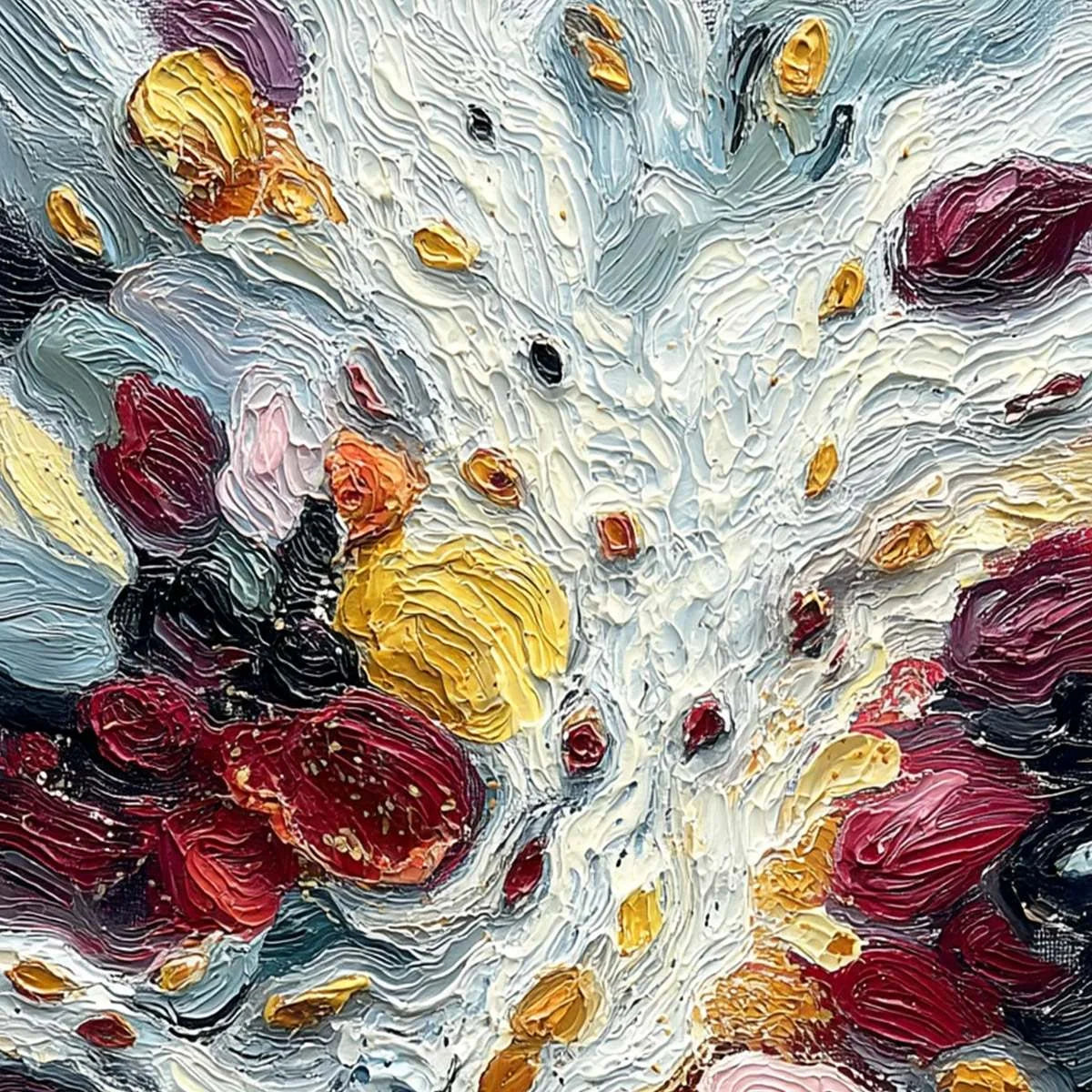 FESTA DEI COLORI: Vertical Colorful Impasto Abstract Textured Oil Painting | rectangular format, hand-painted canvas edge