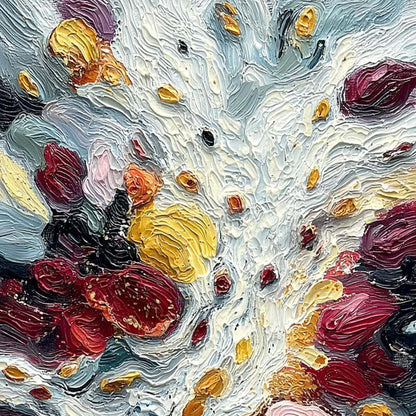 FESTA DEI COLORI: Vertical Colorful Impasto Abstract Textured Oil Painting | rectangular format, hand-painted canvas edge