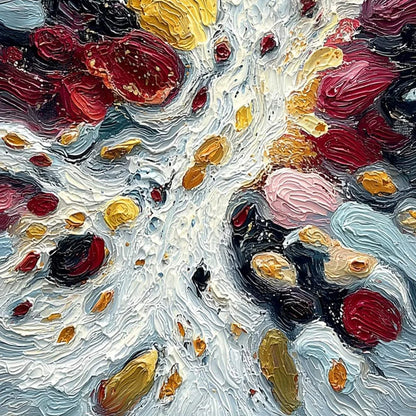 FESTA DEI COLORI: Vertical Colorful Impasto Abstract Textured Oil Painting | rolled canvas, ready for custom framing