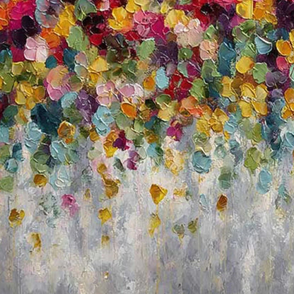 FESTIVAL: Colorful Abstract Floral Impasto Painting | rectangular format, hand-painted canvas edge