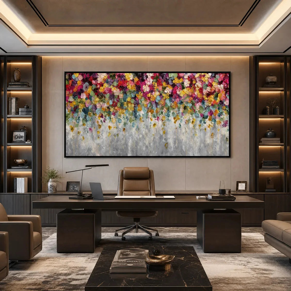 FESTIVAL: Colorful Abstract Floral Impasto Painting | rolled canvas, ready for custom framing