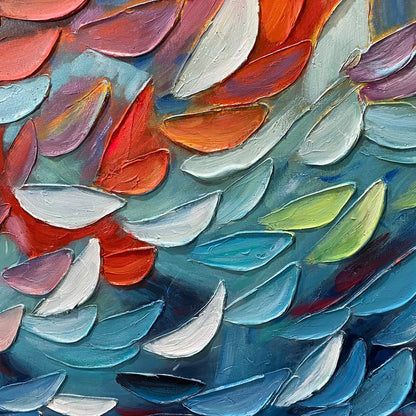 FIERY DANCE: Textured Abstract Oil Painting | rolled canvas, ready for custom framing