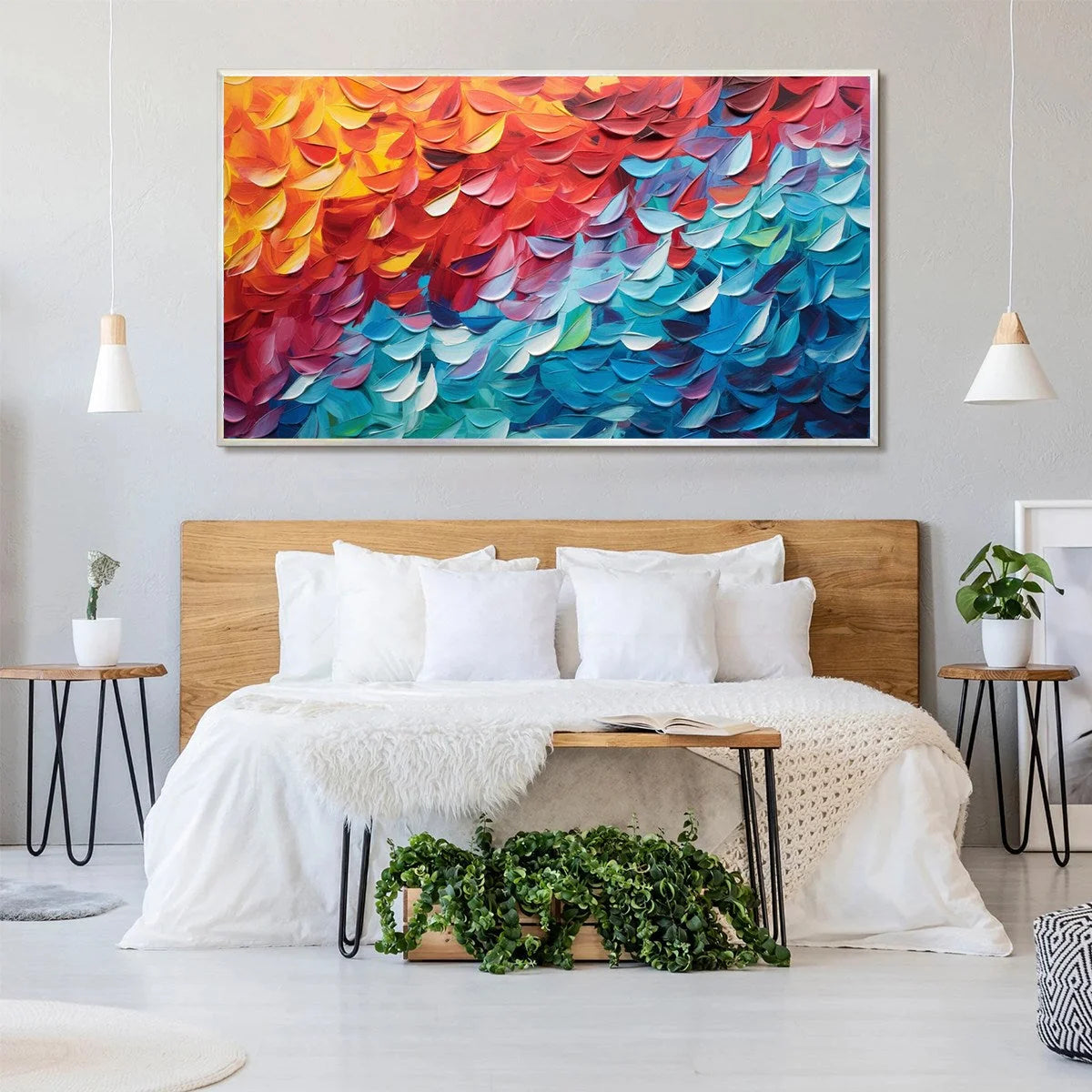 FIERY DANCE: Textured Abstract Oil Painting | Abstract mood, soft natural light studio shot