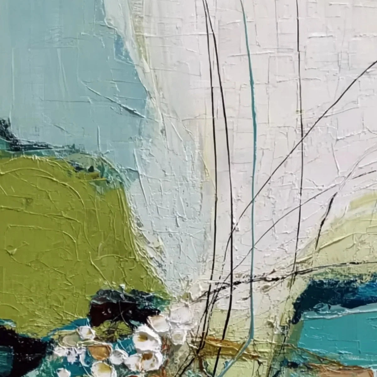 FIRST BLOOM: Textured Vertical Abstract Landscape Painting | rolled canvas, ready for custom framing