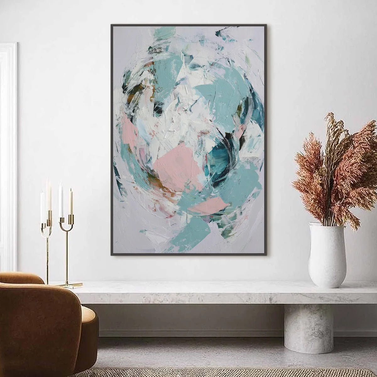 FIRST BLUSH: Textured Modern Abstract Painting | Abstract closeup, raised brushwork detail