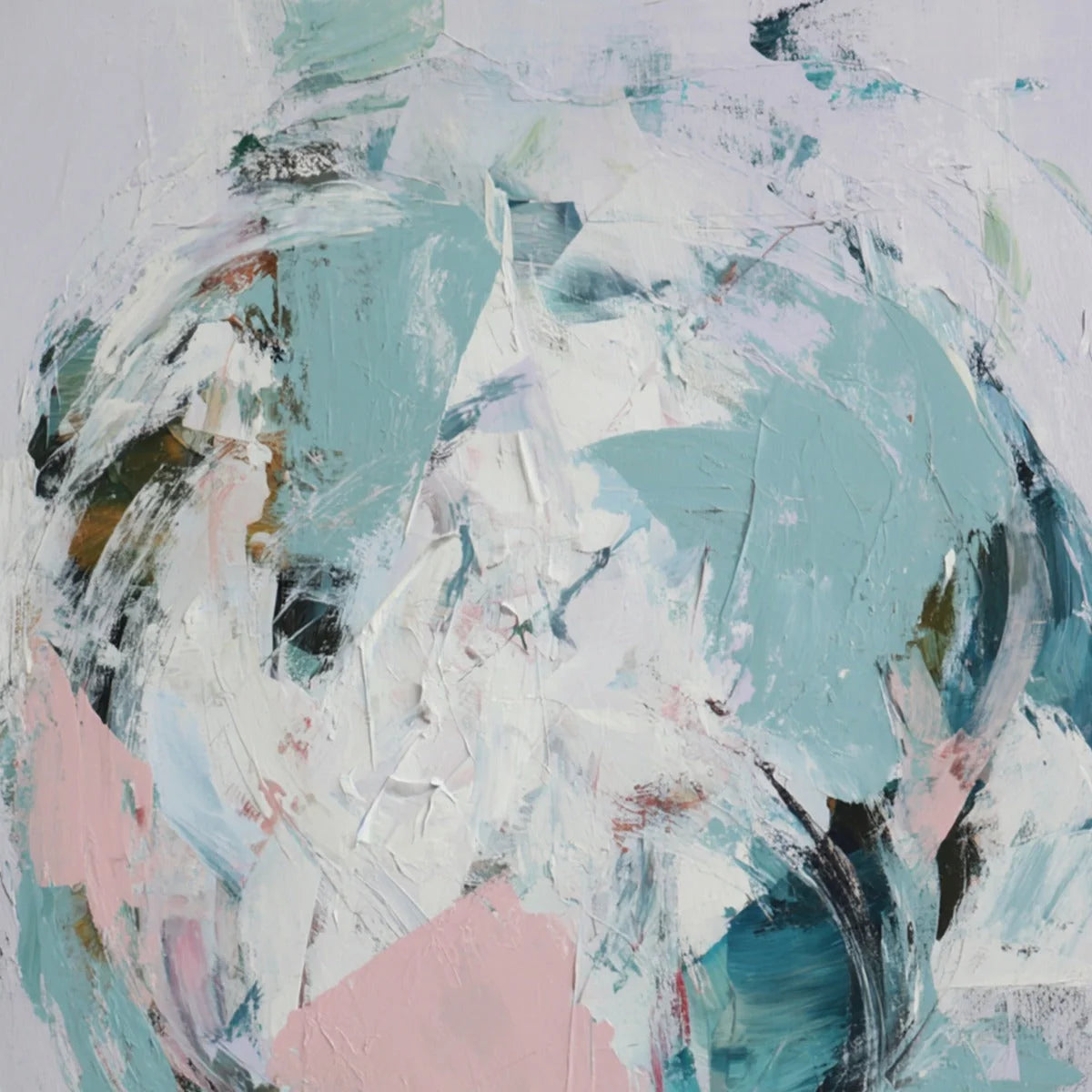 FIRST BLUSH: Textured Modern Abstract Painting | rectangular format, hand-painted canvas edge