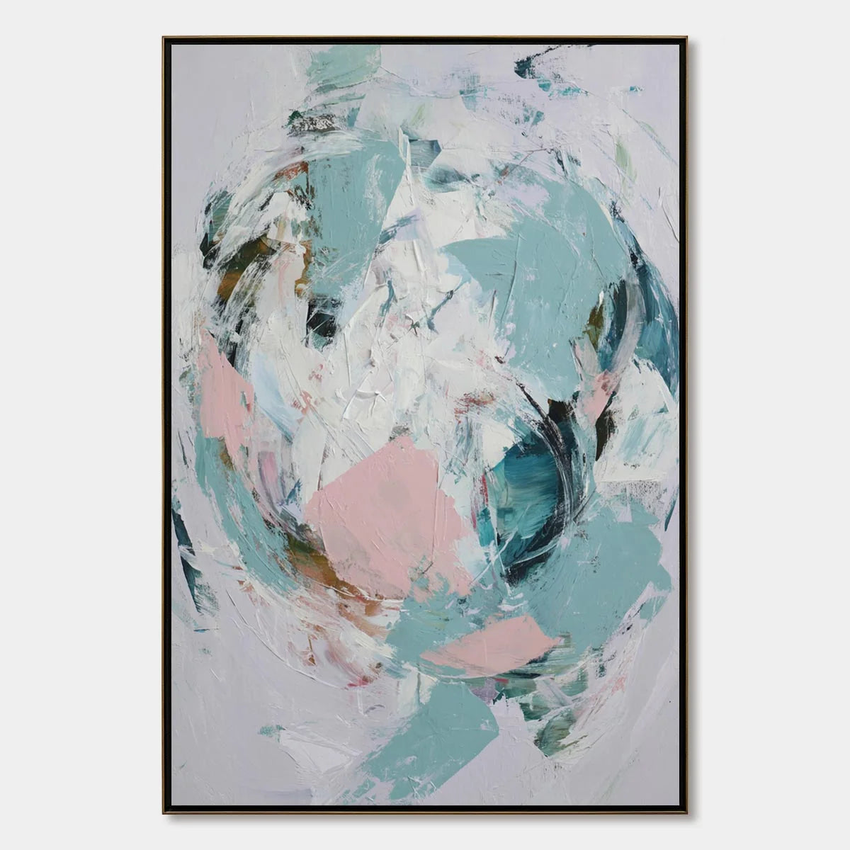 FIRST BLUSH: Textured Modern Abstract Painting | hanging in FIRST BLUSH: Textured Modern Abstract Painting featuring layered textured brushwork in refined tones; abstract composition with rich pale...