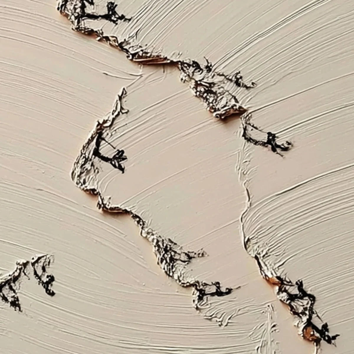 FISSURE: Wabi Sabi Inspired Textured Abstract Art | rectangular format, hand-painted canvas edge