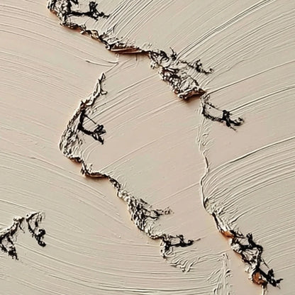 FISSURE: Wabi Sabi Inspired Textured Abstract Art | rectangular format, hand-painted canvas edge