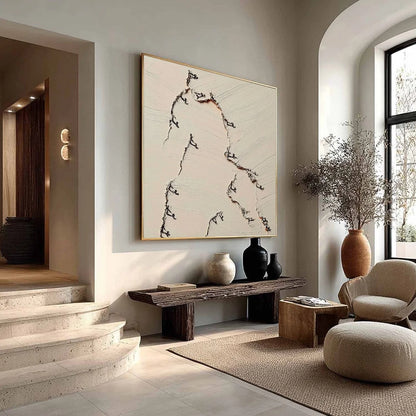 FISSURE: Wabi Sabi Inspired Textured Abstract Art | beige palette, original Hand-painted on premium stretched canvas using artist-grade oils; rich layered surface combines smooth gradients with tac...