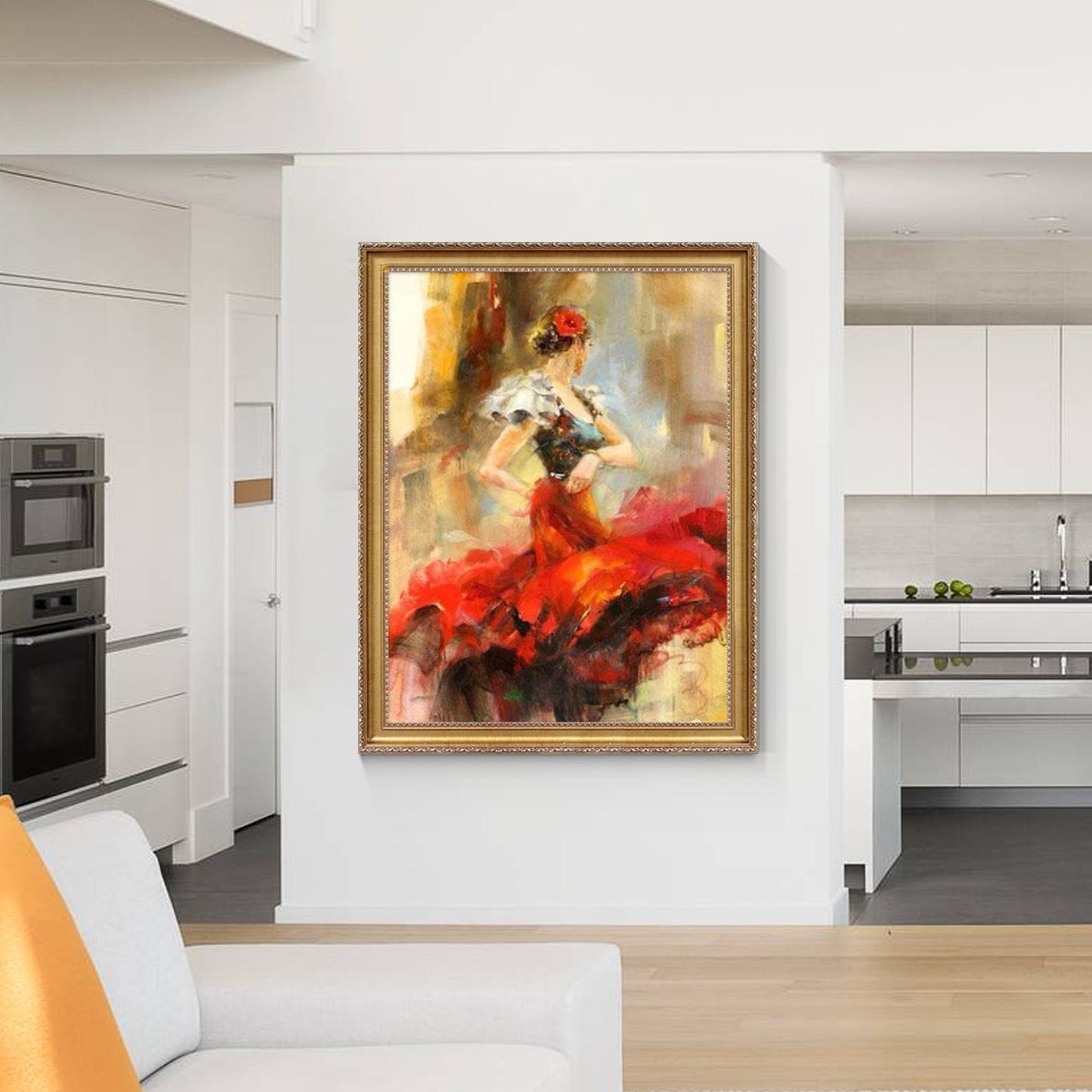 Flamenco Spaanse danseres klassiek schilderij, rode rok danseres impressie schil #12