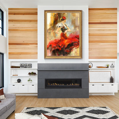 Flamenco Spaanse danseres klassiek schilderij, rode rok danseres impressie schil #14