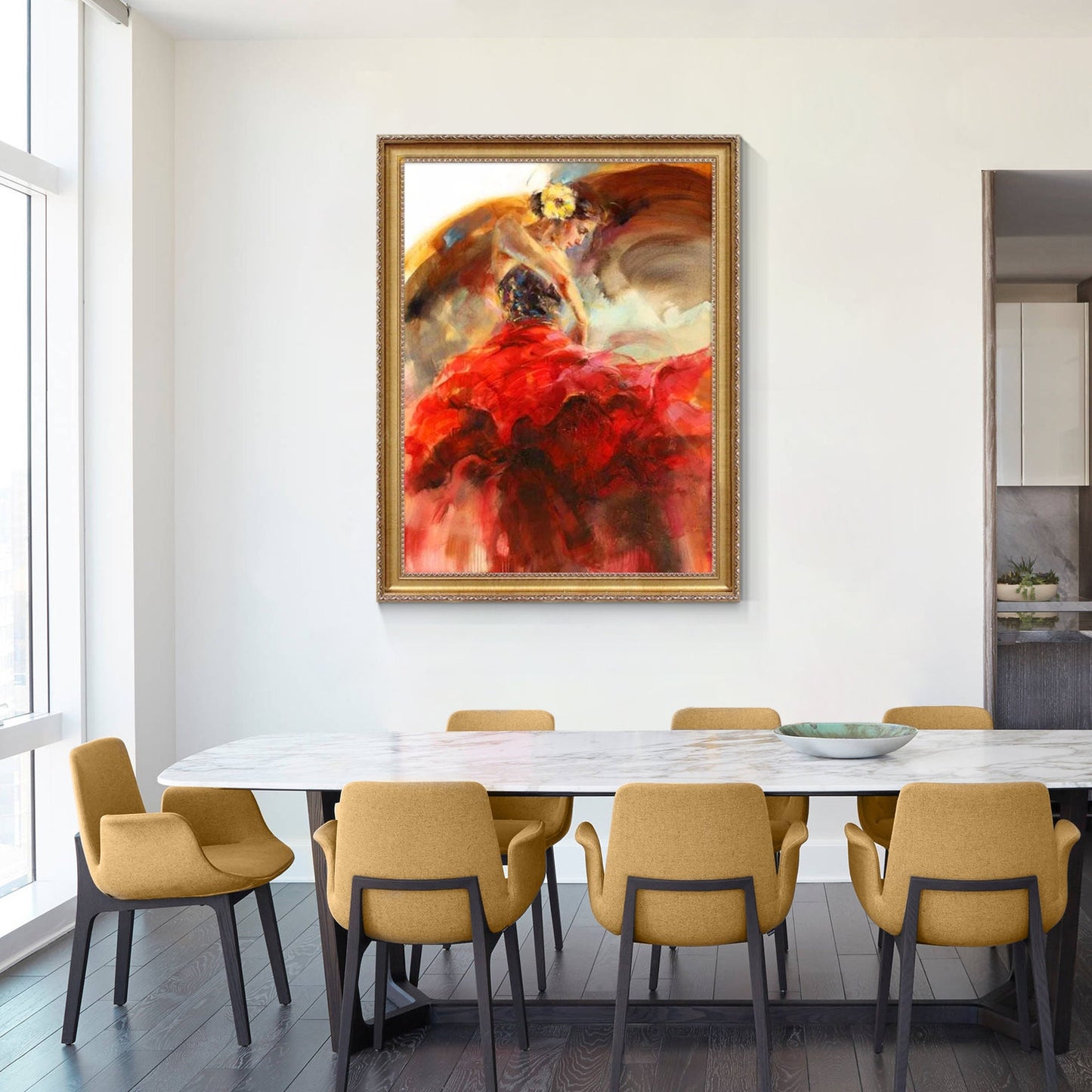 Flamenco Spaanse danseres klassiek schilderij, rode rok danseres impressie schil #3
