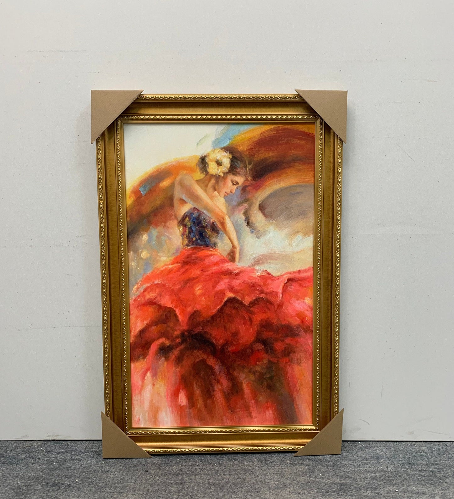 Flamenco Spaanse danseres klassiek schilderij, rode rok danseres impressie schil #7
