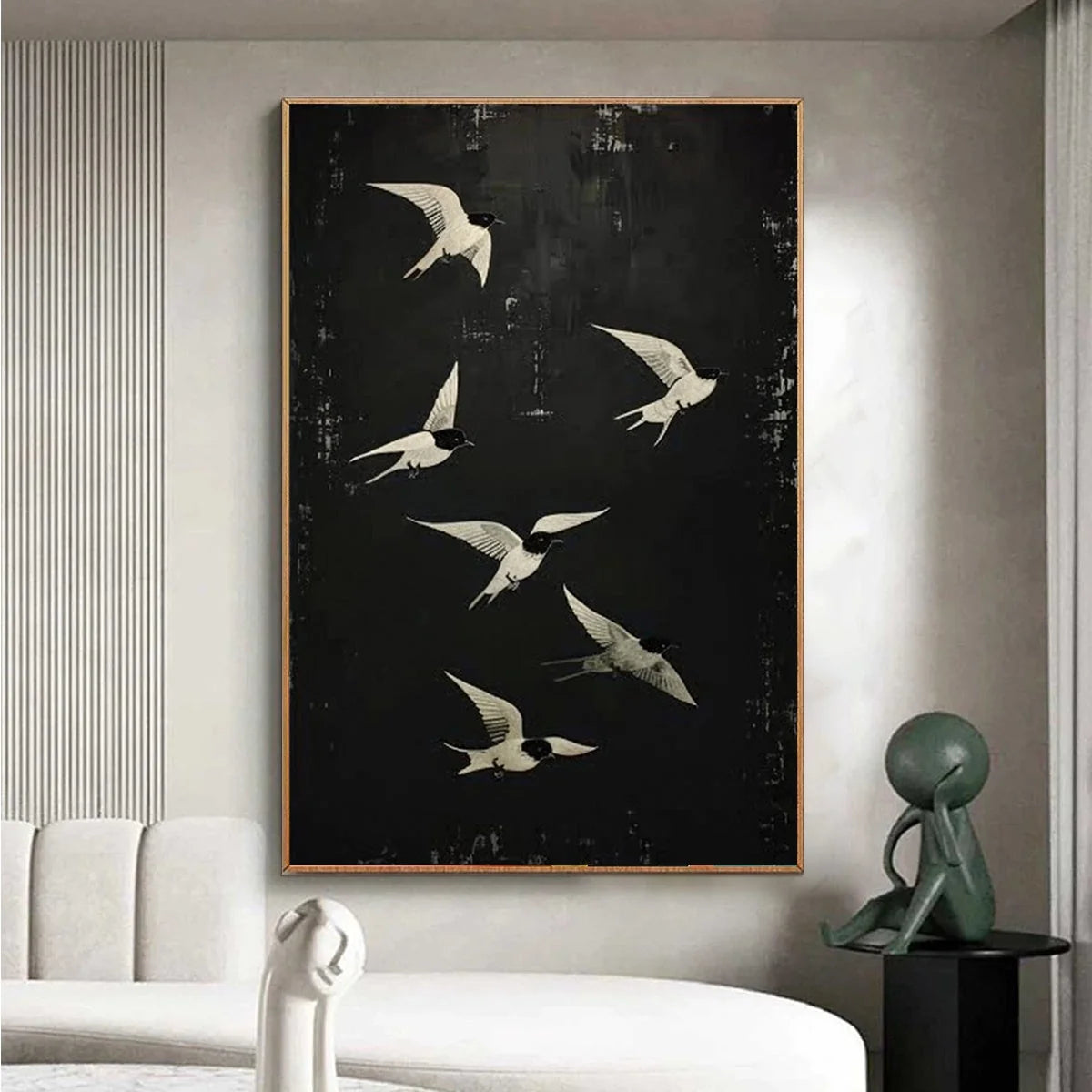 FLIGHT: Minimalist Birds in Flight Oil Painting | Minimalist closeup, raised brushwork detail