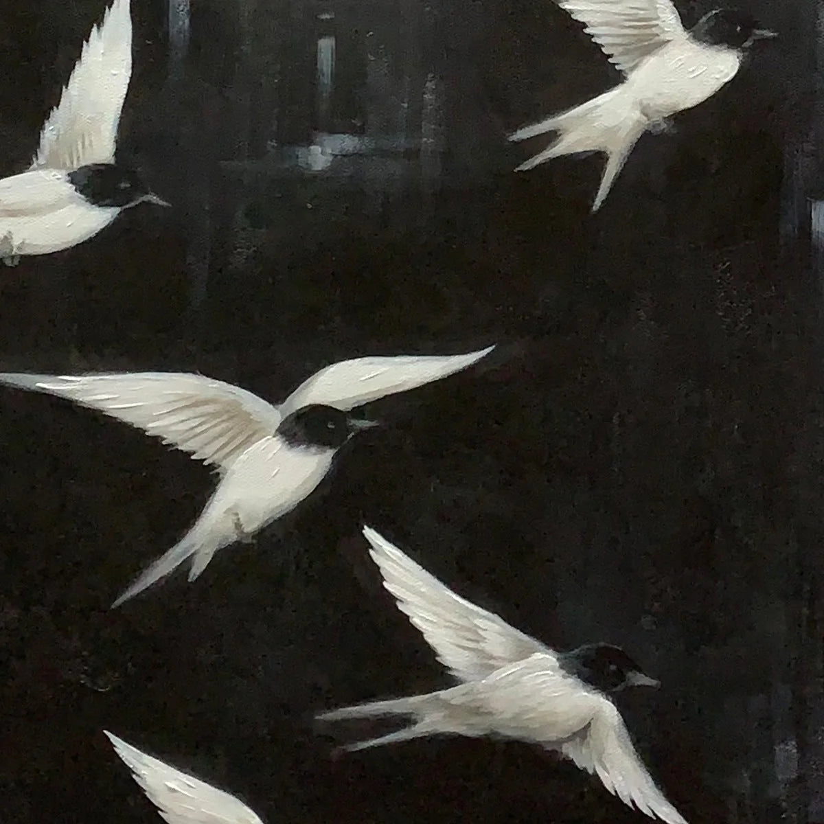 FLIGHT: Minimalist Birds in Flight Oil Painting | rectangular format, hand-painted canvas edge
