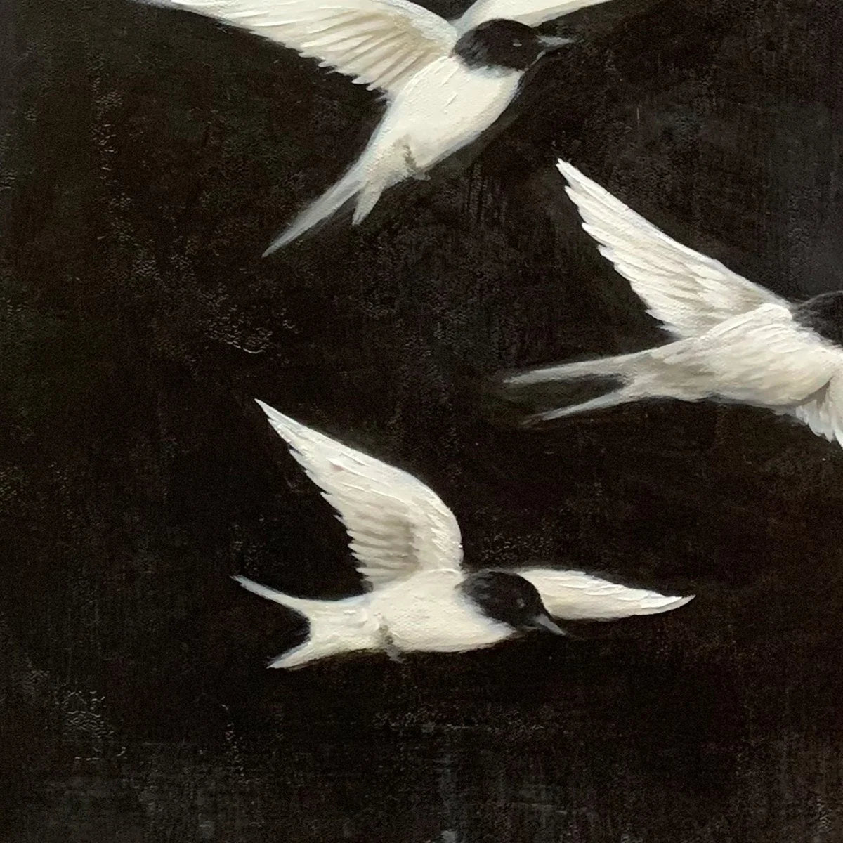 FLIGHT: Minimalist Birds in Flight Oil Painting | rolled canvas, ready for custom framing