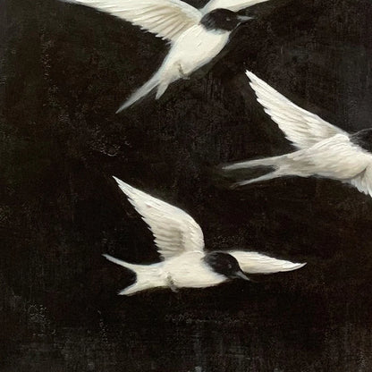 FLIGHT: Minimalist Birds in Flight Oil Painting | rolled canvas, ready for custom framing
