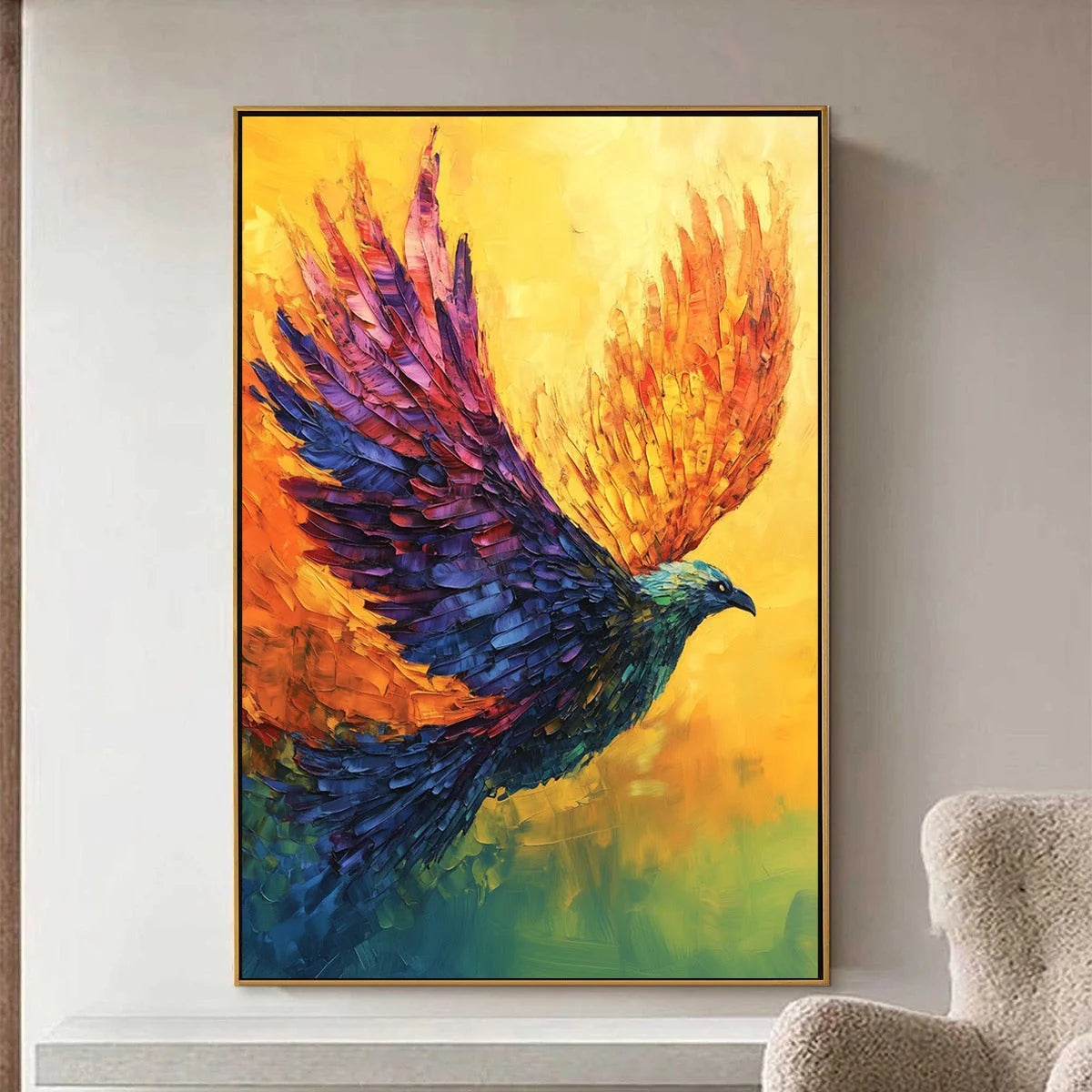 FLIGHT OF FANCY: Textured Impasto Bird Oil Painting | Abstract closeup, raised brushwork detail