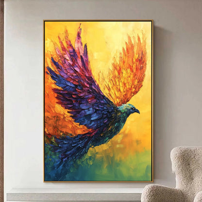 FLIGHT OF FANCY: Textured Impasto Bird Oil Painting | Abstract closeup, raised brushwork detail