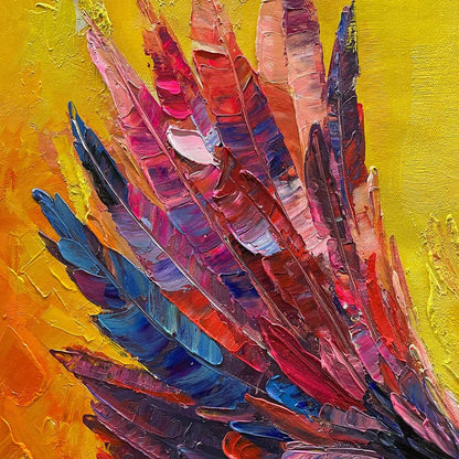 FLIGHT OF FANCY: Textured Impasto Bird Oil Painting | rolled canvas, ready for custom framing