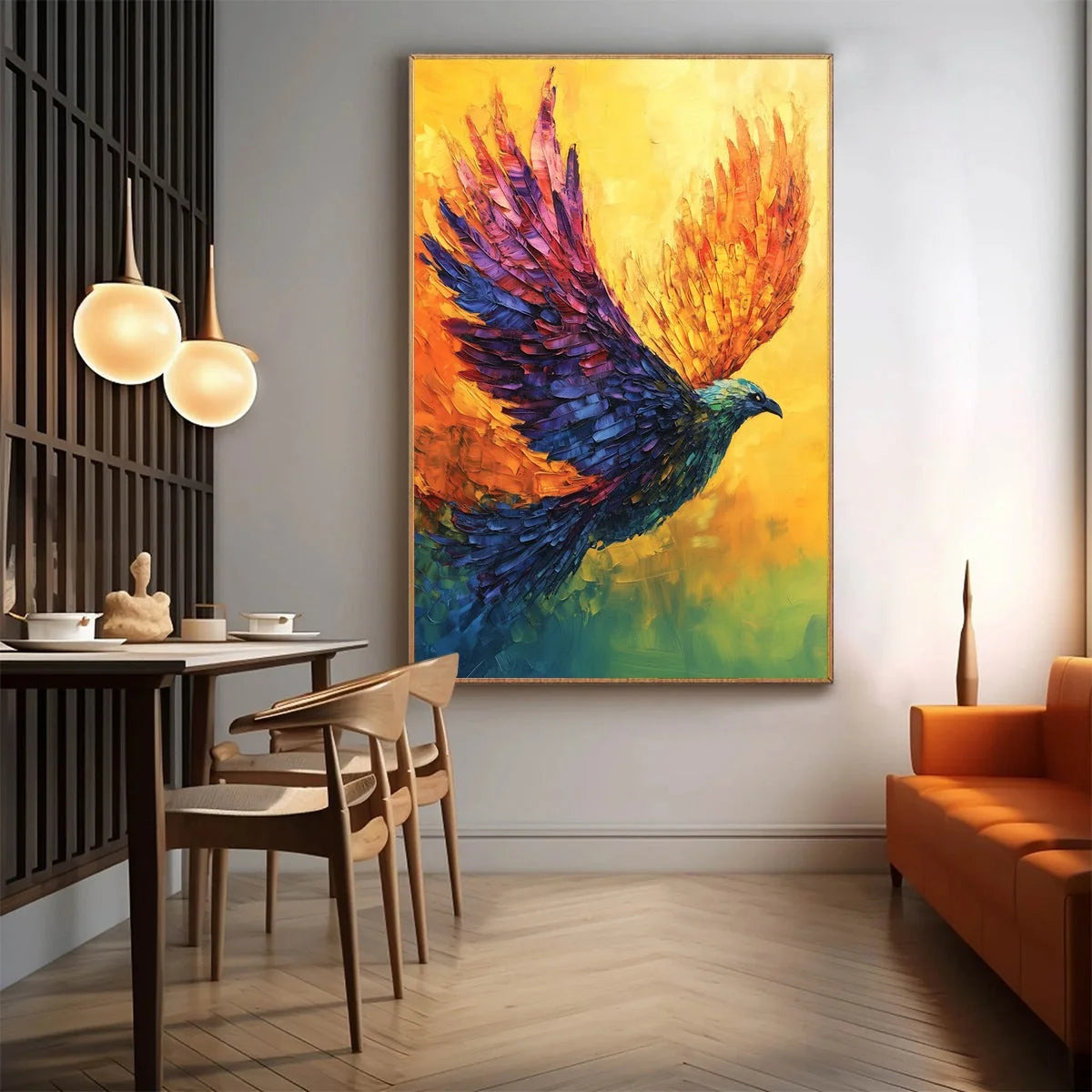 FLIGHT OF FANCY: Textured Impasto Bird Oil Painting | Abstract mood, soft natural light studio shot
