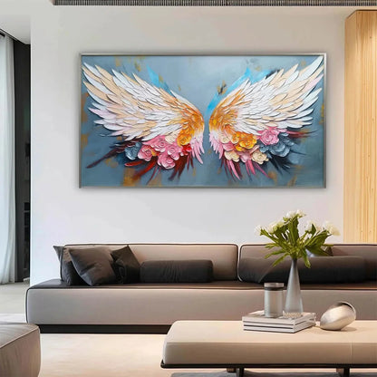 FLORAL FLIGHT: Textured Floral Wings Oil Painting on Canvas | Abstract closeup, raised brushwork detail