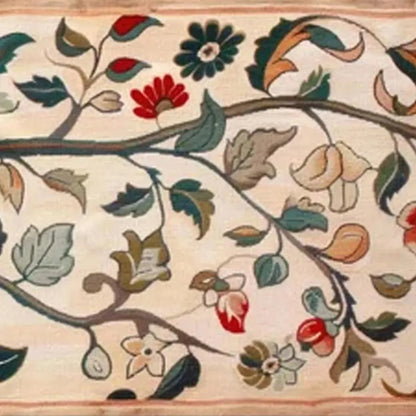 FLOWERING BRANCH TAPESTRY PANORAMIC: Floral Tapestry Painting, Panoramic Wall Art | black frame version on white wall