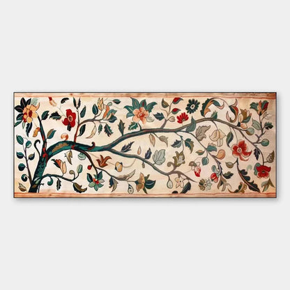 FLOWERING BRANCH TAPESTRY PANORAMIC: Floral Tapestry Painting, Panoramic Wall Art | hanging in FLOWERING BRANCH TAPESTRY PANORAMIC: Floral Tapestry Painting, Panoramic Wall Art featuring layered te...