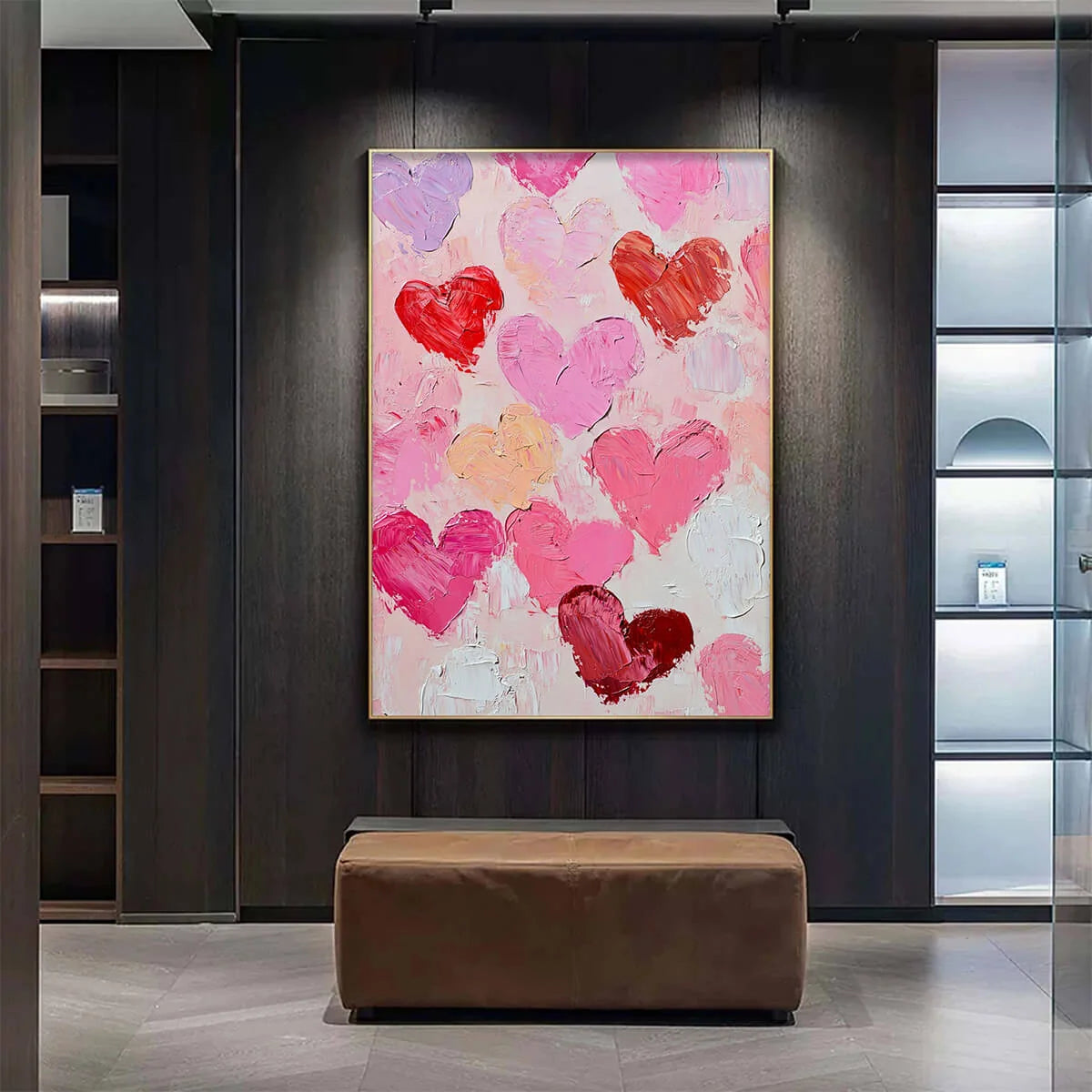 FLUTTERING HEARTS: Colorful Impasto Abstract Oil Painting of Hearts | Abstract closeup, raised brushwork detail