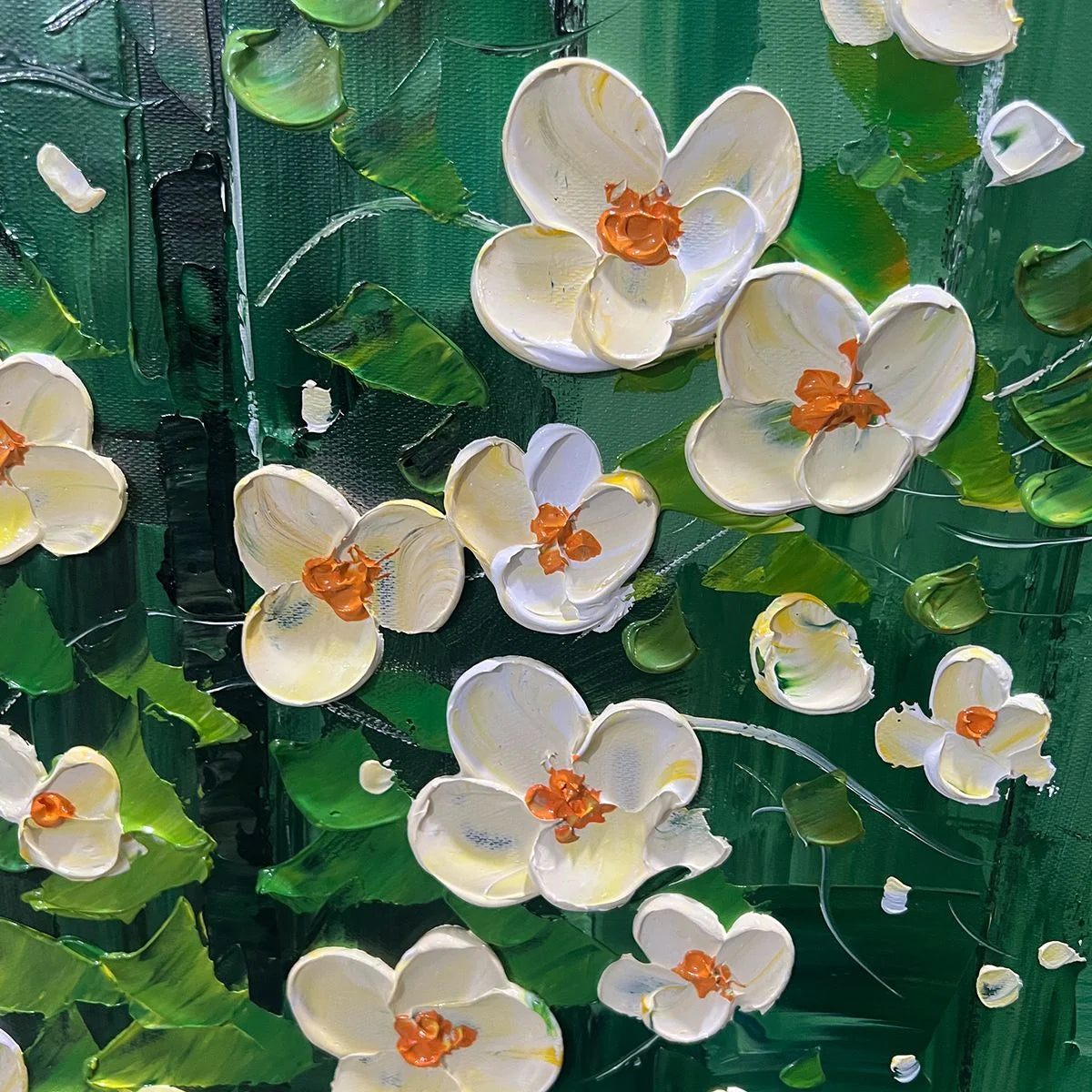 FOREST BLOOM: Textured Impasto Forest and Flowers Oil Painting | rolled canvas, ready for custom framing