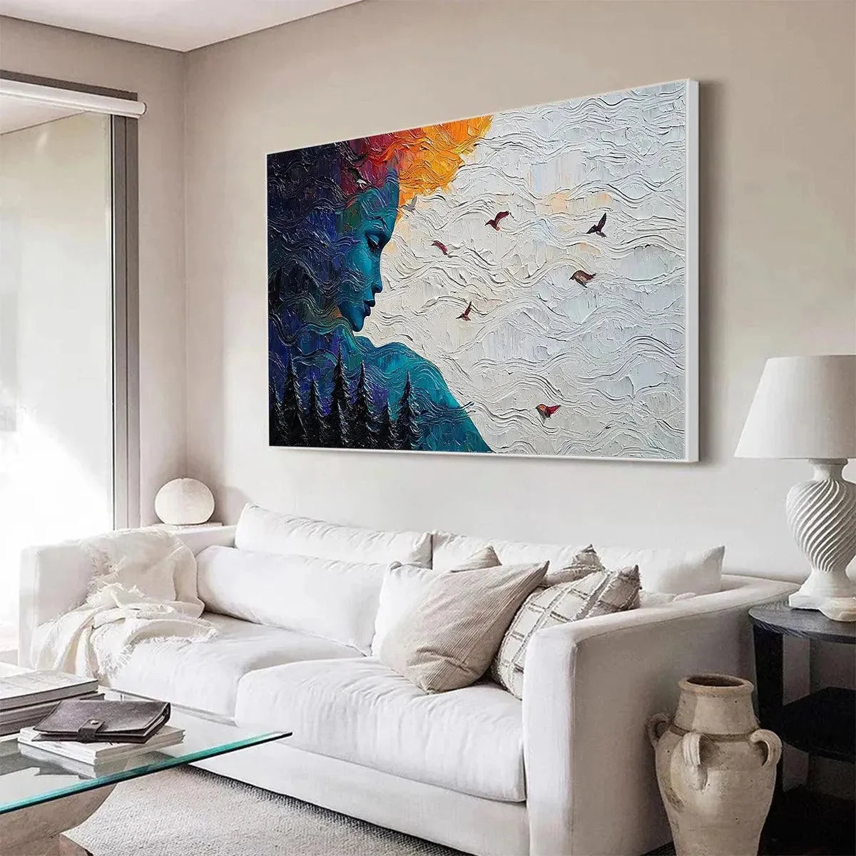 FOREST MUSE: Textured Impasto Portrait with Nature Oil Painting | rolled canvas, ready for custom framing
