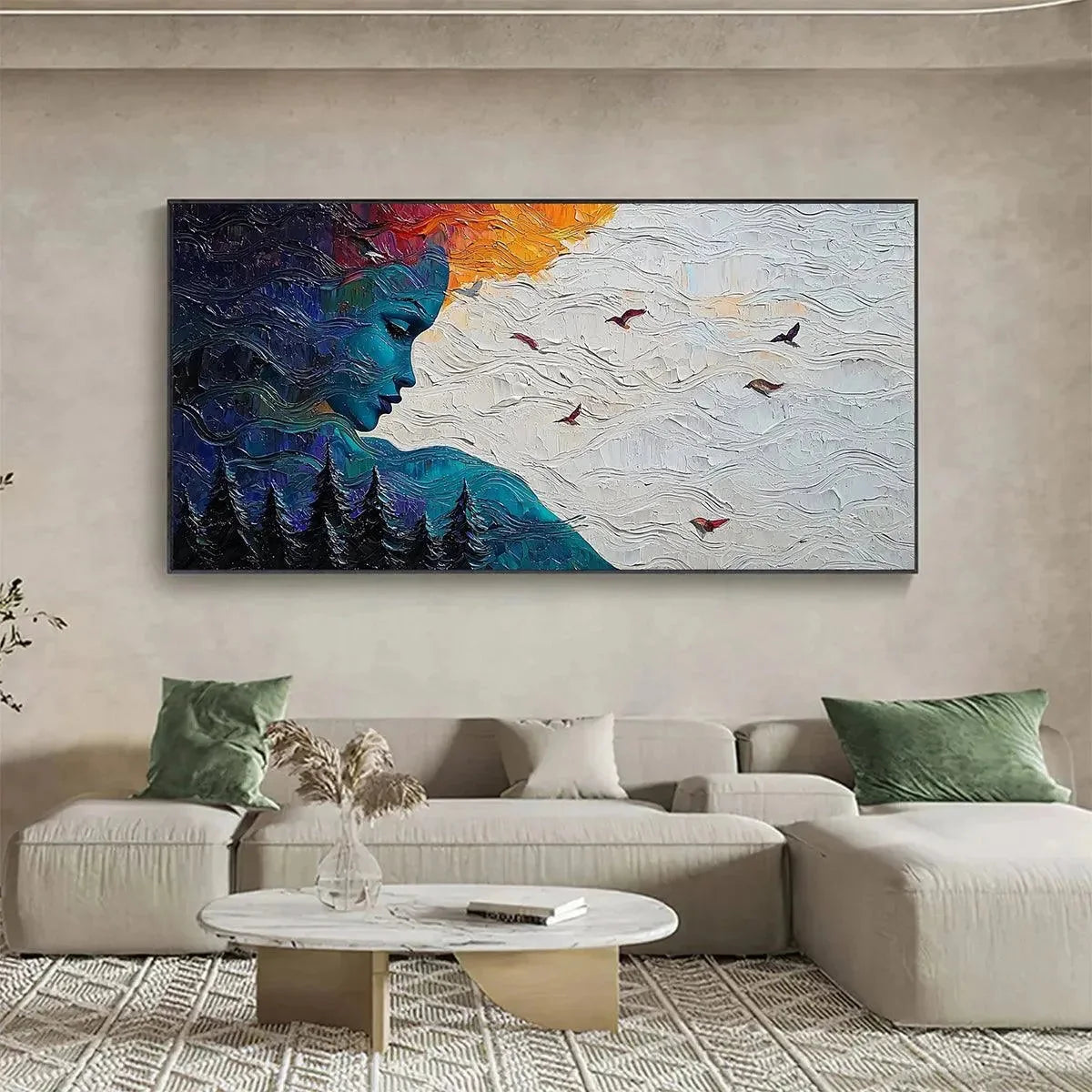 FOREST MUSE: Textured Impasto Portrait with Nature Oil Painting | Figurative mood, soft natural light studio shot