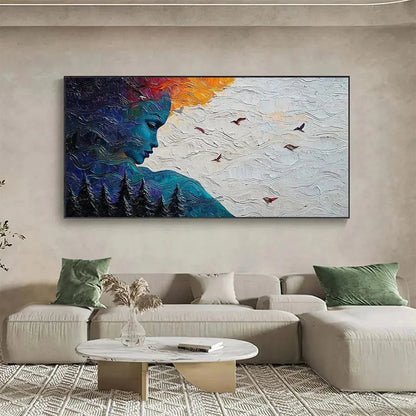 FOREST MUSE: Textured Impasto Portrait with Nature Oil Painting | Figurative mood, soft natural light studio shot