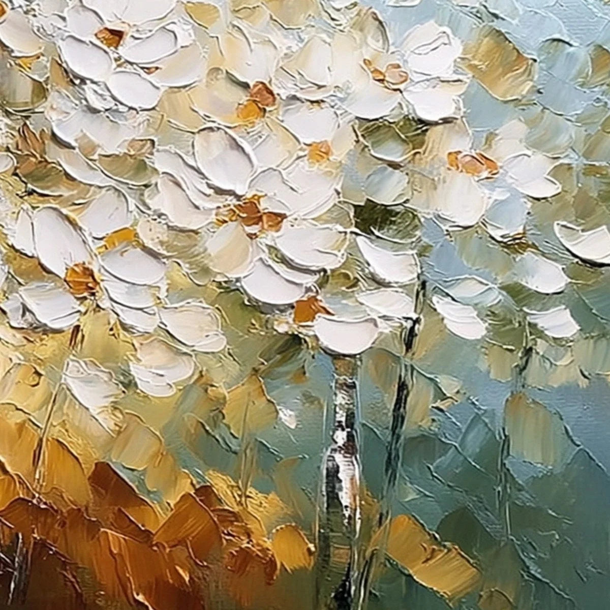 FOREST OF LIGHT: Heavily Textured Palette Knife Birch Tree Forest Painting | rolled canvas, ready for custom framing
