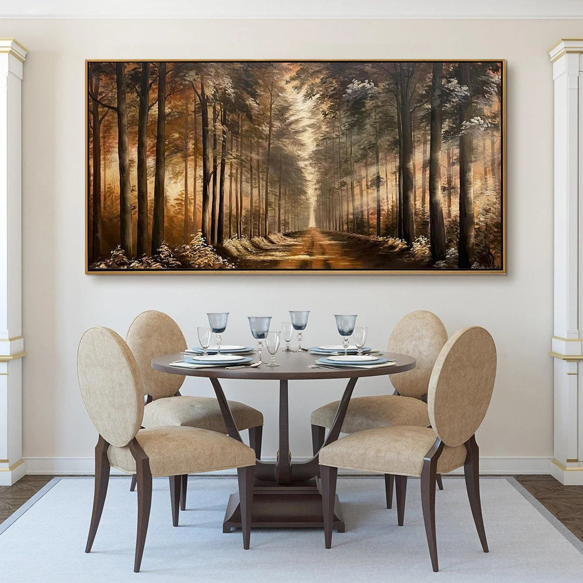 FOREST PATH: Panoramic Landscape Oil Painting | Landscape mood, soft natural light studio shot