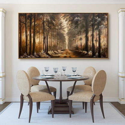 FOREST PATH: Panoramic Landscape Oil Painting | Landscape mood, soft natural light studio shot
