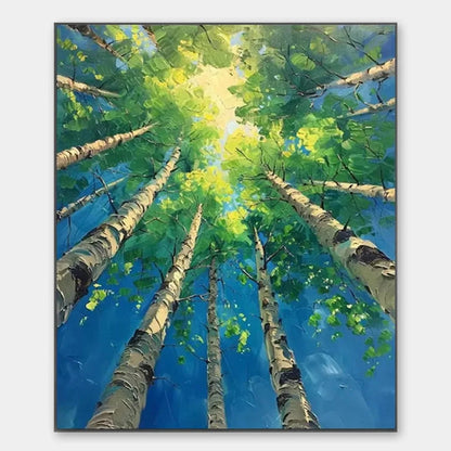 FOREST SUNRISE: Textured Birch Tree Painting, Impasto Wall Art, Vertical Canvas, Nature Decor | hanging in FOREST SUNRISE: Textured Birch Tree Painting, Impasto Wall Art, Vertical Canvas, Nature De...
