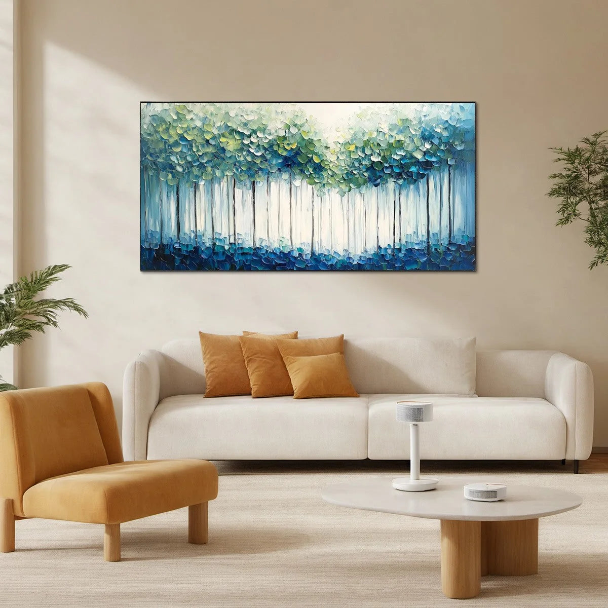 FOREST WHISPERS: Textured Panoramic Oil Painting | Abstract closeup, raised brushwork detail