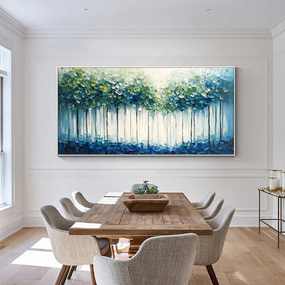 FOREST WHISPERS: Textured Panoramic Oil Painting | rolled canvas, ready for custom framing