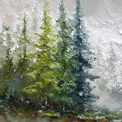 FOREST'S BREATH: Textured Horizontal Forest Landscape Painting | rectangular format, hand-painted canvas edge