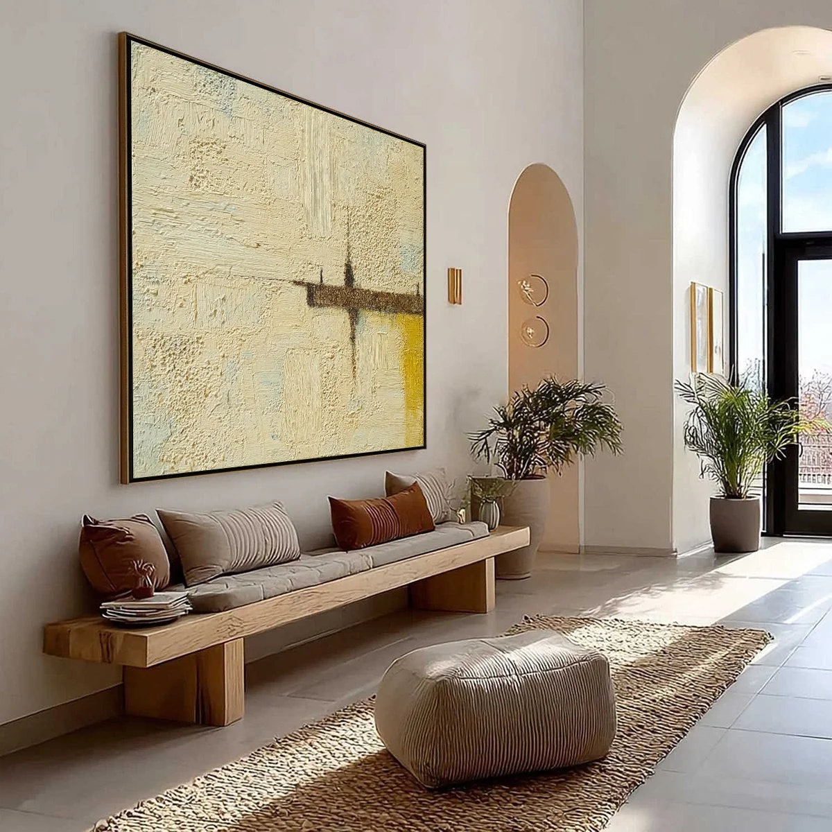 FOUNDATION: Wabi-Sabi Inspired Textured Abstract Oil Painting | Abstract mood, soft natural light studio shot
