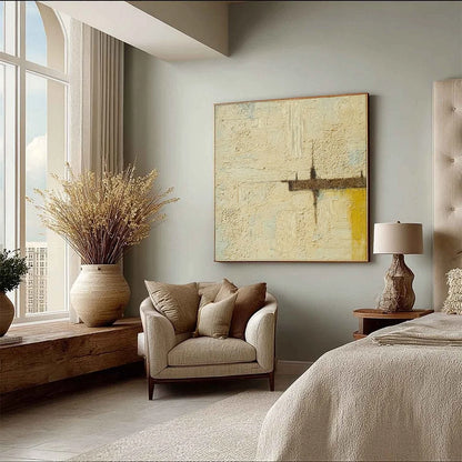FOUNDATION: Wabi-Sabi Inspired Textured Abstract Oil Painting | beige palette, original Hand-painted on premium stretched canvas using artist-grade oils; rich layered surface combines smooth gradie...