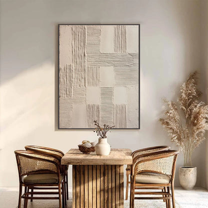 FOUNDATIONS: Textured Minimalist Abstract Painting in Beige | Minimalist closeup, raised brushwork detail