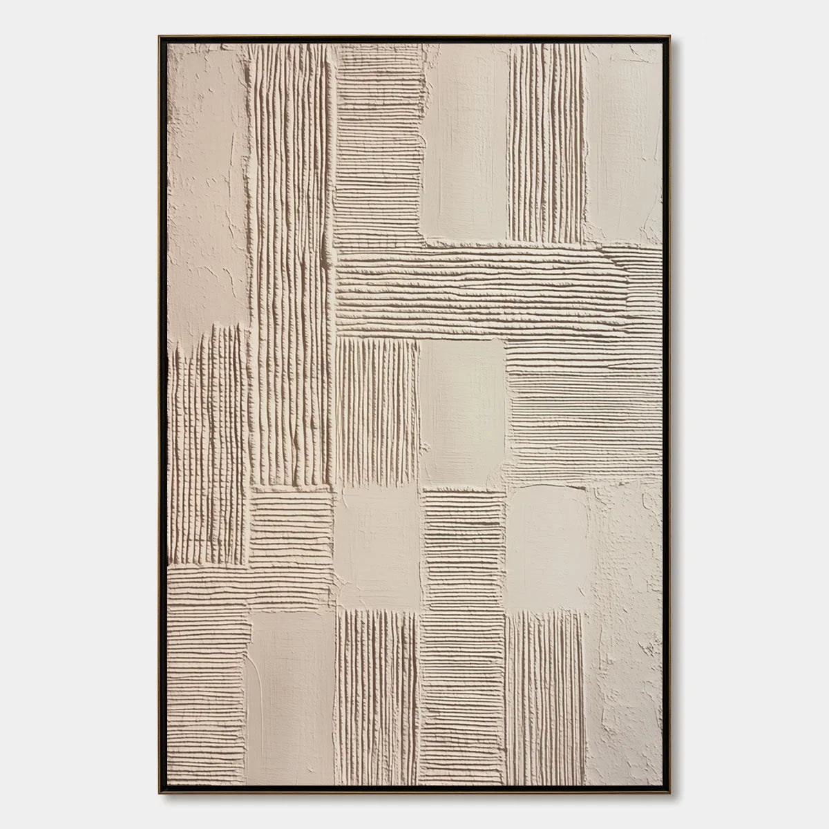 FOUNDATIONS: Textured Minimalist Abstract Painting in Beige | hanging in FOUNDATIONS: Textured Minimalist Abstract Painting in Beige featuring layered textured brushwork in refined tones; minimalis...