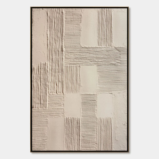 FOUNDATIONS: Textured Minimalist Abstract Painting in Beige | hanging in FOUNDATIONS: Textured Minimalist Abstract Painting in Beige featuring layered textured brushwork in refined tones; minimalis...