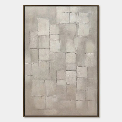 FOUNDATIONS: Textured Minimalist Geometric Abstract Painting | hanging in FOUNDATIONS: Textured Minimalist Geometric Abstract Painting featuring layered textured brushwork in refined tones; minimal...