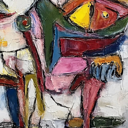 FRACTURED GAZE: Colorful Textured Abstract Figurative Impasto Wall Art | rolled canvas, ready for custom framing