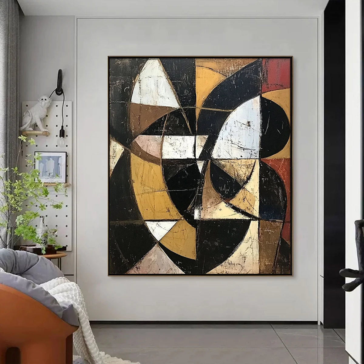 FRACTURED RHYTHM: Textured Geometric Abstract Oil Painting | Abstract closeup, raised brushwork detail
